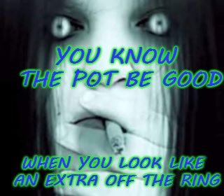 YOU KNOW THE POT BE GOOD; WHEN YOU LOOK LIKE AN EXTRA OFF THE RING | image tagged in the ring,funny,pot | made w/ Imgflip meme maker