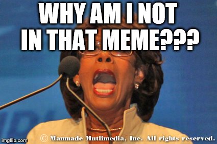 Maxine waters | WHY AM I NOT IN THAT MEME??? | image tagged in maxine waters | made w/ Imgflip meme maker