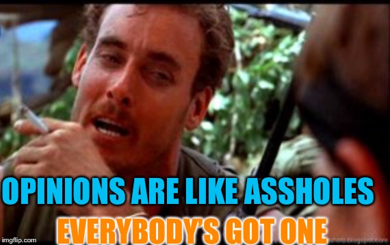 OPINIONS ARE LIKE ASSHOLES EVERYBODY’S GOT ONE | made w/ Imgflip meme maker