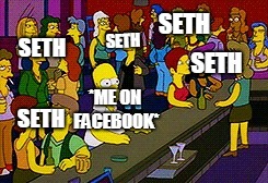 Homer Bar | SETH; SETH; SETH; SETH; *ME ON FACEBOOK*; SETH | image tagged in homer bar | made w/ Imgflip meme maker