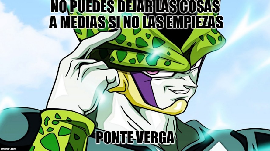NO PUEDES DEJAR LAS COSAS A MEDIAS SI NO LAS EMPIEZAS; PONTE VERGA | made w/ Imgflip meme maker