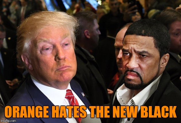 Daily Show Headline | ORANGE HATES THE NEW BLACK | image tagged in trump,orange is the new black,orange,black | made w/ Imgflip meme maker