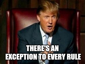 Donald Trump | THERE'S AN EXCEPTION TO EVERY RULE | image tagged in donald trump | made w/ Imgflip meme maker