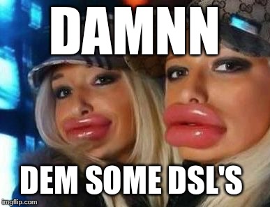Duck Face Chicks Meme | DAMNN; DEM SOME DSL'S | image tagged in memes,duck face chicks | made w/ Imgflip meme maker