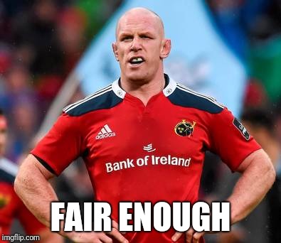 fair enough paul o'connell | FAIR ENOUGH | image tagged in fair enough paul o'connell | made w/ Imgflip meme maker