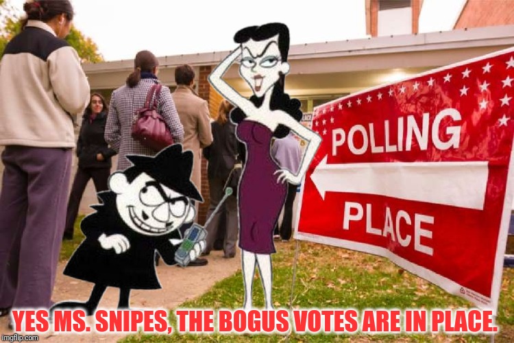 Boris and Natasha | YES MS. SNIPES, THE BOGUS VOTES ARE IN PLACE. | image tagged in memes | made w/ Imgflip meme maker