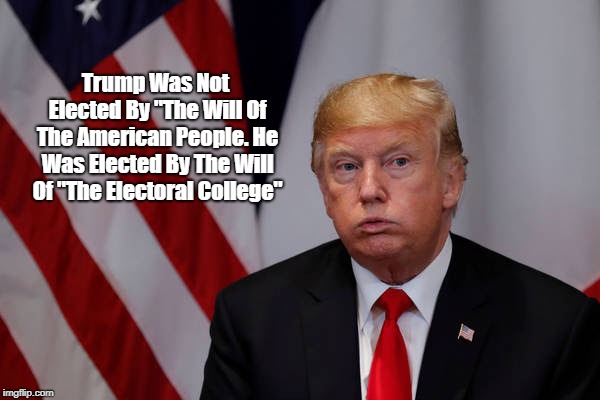 Trump Was Not Elected By "The Will Of The American People. He Was Elected By The Will Of "The Electoral College" | made w/ Imgflip meme maker