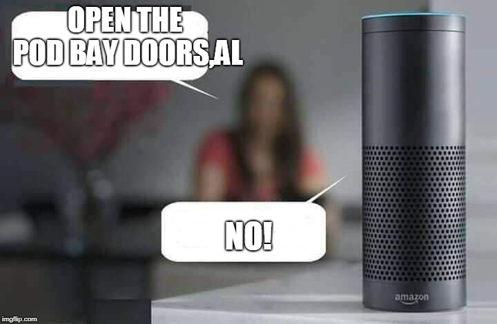Alexa do X | OPEN THE POD BAY DOORS,AL; NO! | image tagged in alexa do x | made w/ Imgflip meme maker