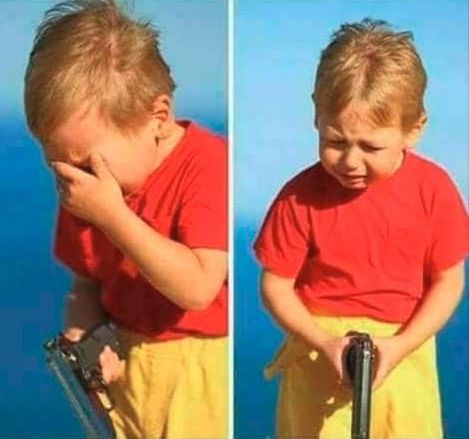 Sad Kid With Gun Blank Meme Template