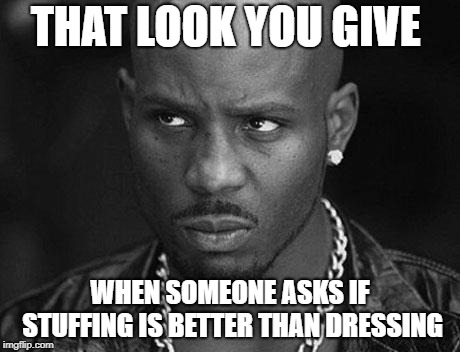 That look you give | THAT LOOK YOU GIVE; WHEN SOMEONE ASKS IF STUFFING IS BETTER THAN DRESSING | image tagged in that look you give | made w/ Imgflip meme maker