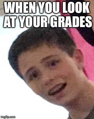 Surprised CJ | WHEN YOU LOOK AT YOUR GRADES | image tagged in surprised cj,cj,surprised,what cj,wha | made w/ Imgflip meme maker