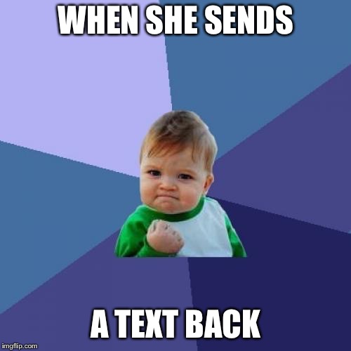 Success Kid Meme | WHEN SHE SENDS; A TEXT BACK | image tagged in memes,success kid | made w/ Imgflip meme maker