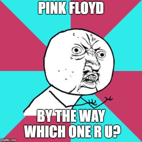 y u no music | PINK FLOYD BY THE WAY WHICH ONE R U? | image tagged in y u no music | made w/ Imgflip meme maker
