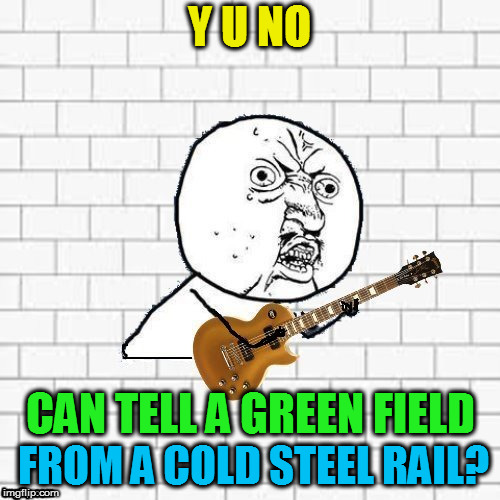 Y U No Pink Floyd | Y U NO FROM A COLD STEEL RAIL? CAN TELL A GREEN FIELD | image tagged in y u no pink floyd | made w/ Imgflip meme maker