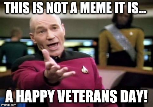 Picard Wtf | THIS IS NOT A MEME IT IS... A HAPPY VETERANS DAY! | image tagged in memes,picard wtf | made w/ Imgflip meme maker