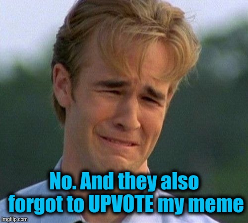 1990s First World Problems Meme | No. And they also forgot to UPVOTE my meme | image tagged in memes,1990s first world problems | made w/ Imgflip meme maker