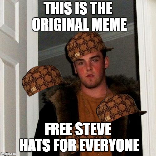 Scumbag Steve Meme | THIS IS THE ORIGINAL MEME; FREE STEVE HATS FOR EVERYONE | image tagged in memes,scumbag steve,scumbag | made w/ Imgflip meme maker