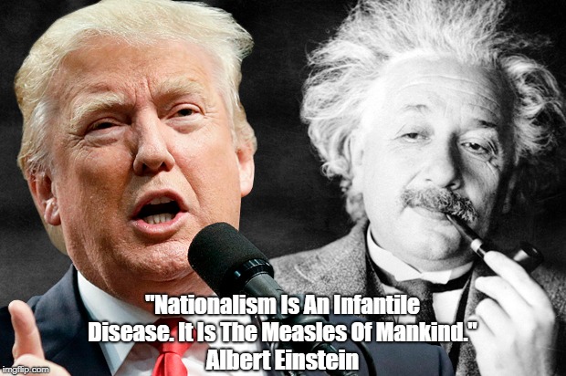 Albert Einstein On Nationalism: "An Infantile Disease. It Is The Measles Of Mankind" | "Nationalism Is An Infantile Disease. It Is The Measles Of Mankind." Albert Einstein | image tagged in nationalism,trump,albert einstein,infanitlity,puerility,grow up | made w/ Imgflip meme maker
