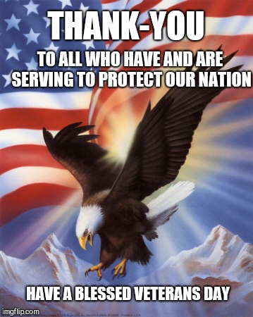 TO ALL WHO HAVE AND ARE SERVING TO PROTECT OUR NATION; THANK-YOU; HAVE A BLESSED VETERANS DAY | image tagged in thank-you veterans,veterans | made w/ Imgflip meme maker