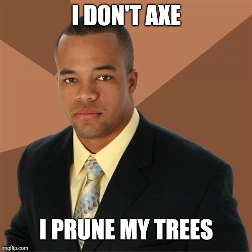 Successful Black Man Meme | I DON'T AXE I PRUNE MY TREES | image tagged in memes,successful black man | made w/ Imgflip meme maker