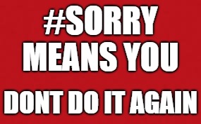 #SORRY MEANS YOU; DONT DO IT AGAIN | made w/ Imgflip meme maker