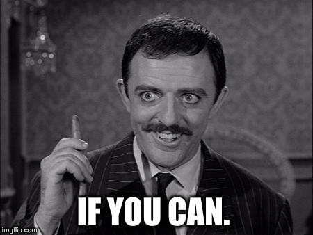 Gomez Addams | IF YOU CAN. | image tagged in gomez addams | made w/ Imgflip meme maker