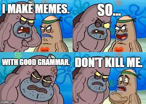 How Tough Are You | SO... I MAKE MEMES. WITH GOOD GRAMMAR. DON'T KILL ME. | image tagged in memes,how tough are you | made w/ Imgflip meme maker