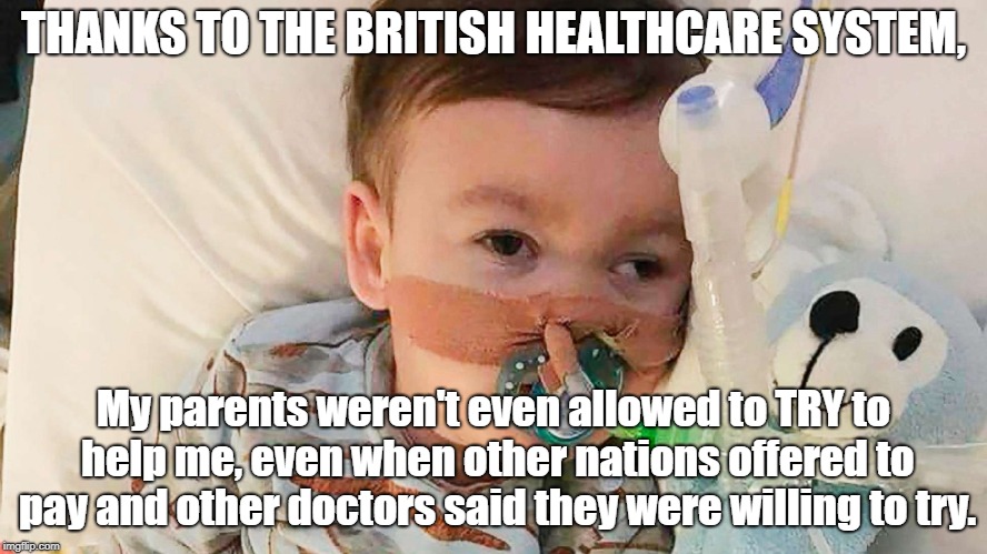 THANKS TO THE BRITISH HEALTHCARE SYSTEM, My parents weren't even allowed to TRY to help me, even when other nations offered to pay and other | made w/ Imgflip meme maker