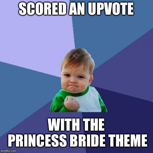 Success Kid Meme | SCORED AN UPVOTE WITH THE PRINCESS BRIDE THEME | image tagged in memes,success kid | made w/ Imgflip meme maker