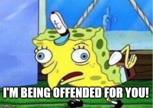 Mocking Spongebob Meme | I'M BEING OFFENDED FOR YOU! | image tagged in memes,mocking spongebob | made w/ Imgflip meme maker