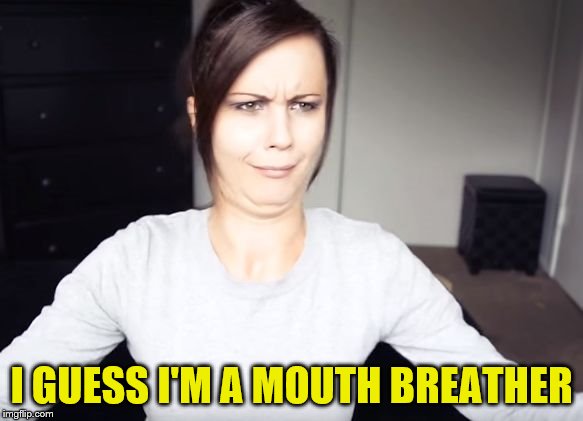 WTF Girl | I GUESS I'M A MOUTH BREATHER | image tagged in wtf girl | made w/ Imgflip meme maker