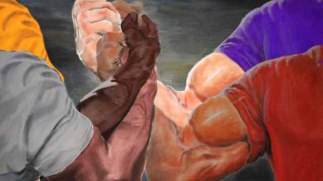 Four arm handshake Blank Meme Template