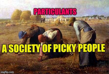 Picky People | PARTICULANTS; A SOCIETY OF PICKY PEOPLE | image tagged in picky eaters,poor,starving,rich,oppression,religion | made w/ Imgflip meme maker