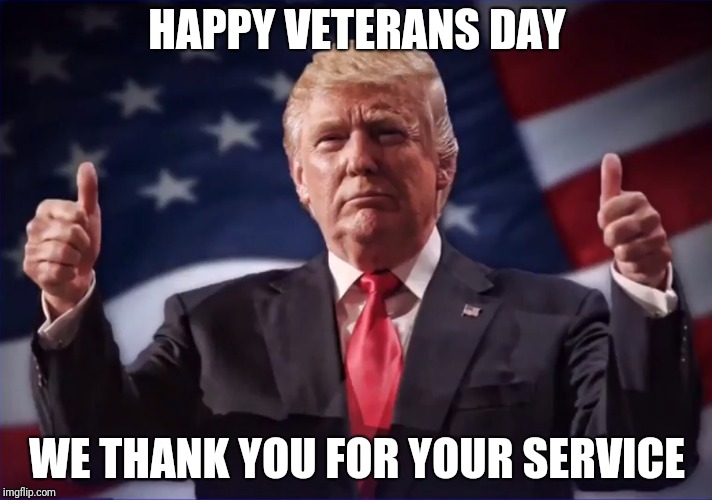 Donald Trump Thumbs Up | HAPPY VETERANS DAY; WE THANK YOU FOR YOUR SERVICE | image tagged in donald trump thumbs up | made w/ Imgflip meme maker