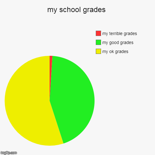 my school grades | my ok grades, my good grades, my terrible grades | image tagged in funny,pie charts | made w/ Imgflip chart maker