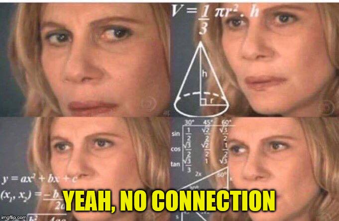 Math lady/Confused lady | YEAH, NO CONNECTION | image tagged in math lady/confused lady | made w/ Imgflip meme maker