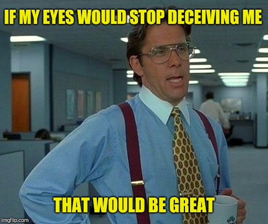 That Would Be Great Meme | IF MY EYES WOULD STOP DECEIVING ME THAT WOULD BE GREAT | image tagged in memes,that would be great | made w/ Imgflip meme maker