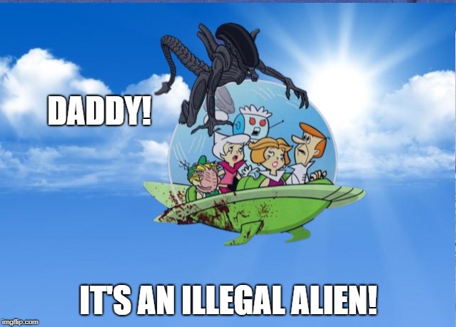 When the space wall didn't get built by Space Force | DADDY! IT'S AN ILLEGAL ALIEN! | image tagged in trump wall,funny memes,funny | made w/ Imgflip meme maker