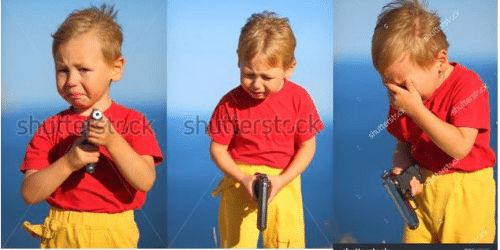 High Quality Kid crying with a gun Blank Meme Template