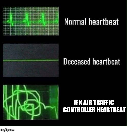 normal heartbeat deceased heartbeat | JFK AIR TRAFFIC CONTROLLER HEARTBEAT | image tagged in normal heartbeat deceased heartbeat | made w/ Imgflip meme maker