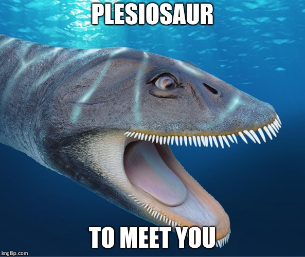 Its a pleasure | PLESIOSAUR; TO MEET YOU | image tagged in dinosaur | made w/ Imgflip meme maker