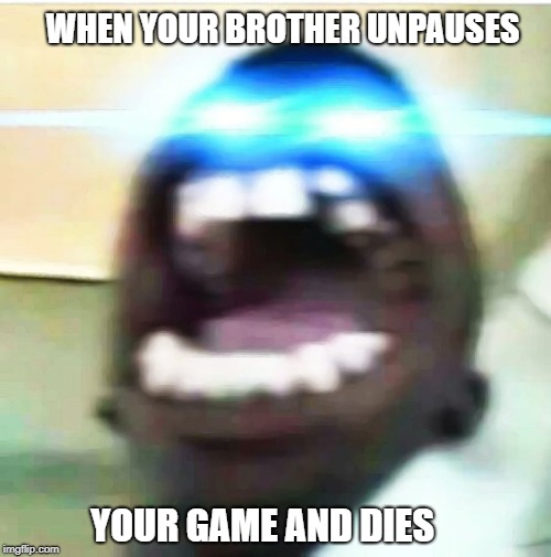 WHEN YOUR BROTHER UNPAUSES; YOUR GAME AND DIES | image tagged in funny memes | made w/ Imgflip meme maker
