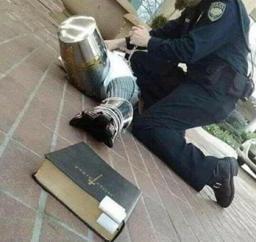 Knight Reaching For Bible Blank Meme Template