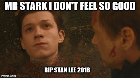*sigh* | MR STARK I DON'T FEEL SO GOOD; RIP STAN LEE 2018 | image tagged in stan lee | made w/ Imgflip meme maker