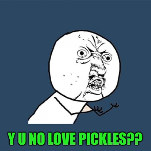 Y U No Meme | Y U NO LOVE PICKLES?? | image tagged in memes,y u no | made w/ Imgflip meme maker