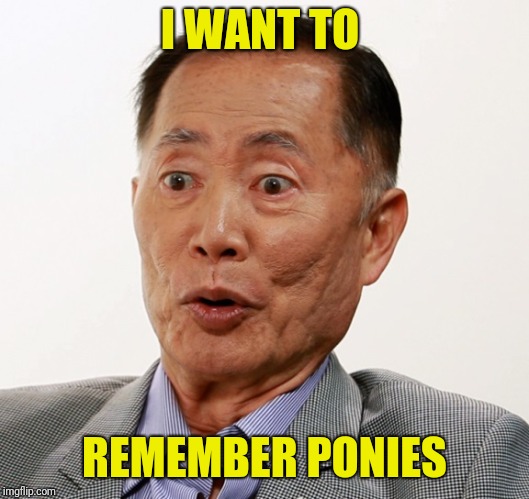 george takei oh my | I WANT TO REMEMBER PONIES | image tagged in george takei oh my | made w/ Imgflip meme maker