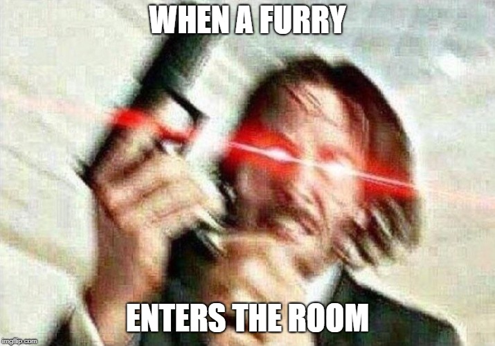 John Wick | WHEN A FURRY; ENTERS THE ROOM | image tagged in john wick | made w/ Imgflip meme maker