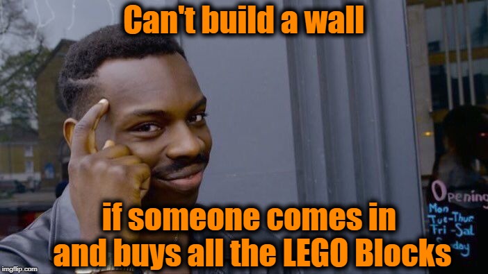 Roll Safe Think About It Meme | Can't build a wall if someone comes in and buys all the LEGO Blocks | image tagged in memes,roll safe think about it | made w/ Imgflip meme maker