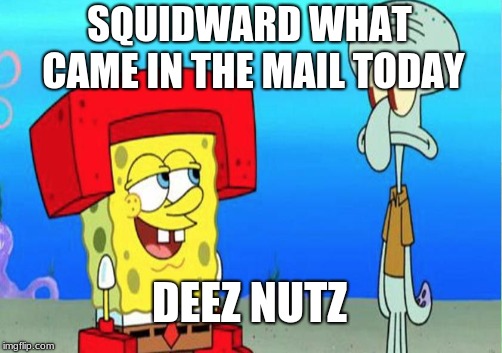 Deez Nutz | SQUIDWARD WHAT CAME IN THE MAIL TODAY; DEEZ NUTZ | image tagged in funny memes | made w/ Imgflip meme maker