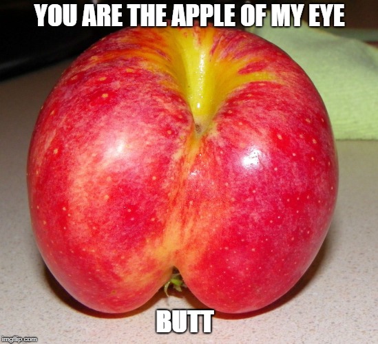 apple | YOU ARE THE APPLE OF MY EYE; BUTT | image tagged in apple | made w/ Imgflip meme maker